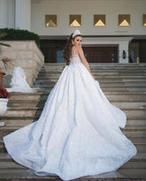 BMbridal Illussion Long Sleeves Wedding Dress Bal Gown With Appliques